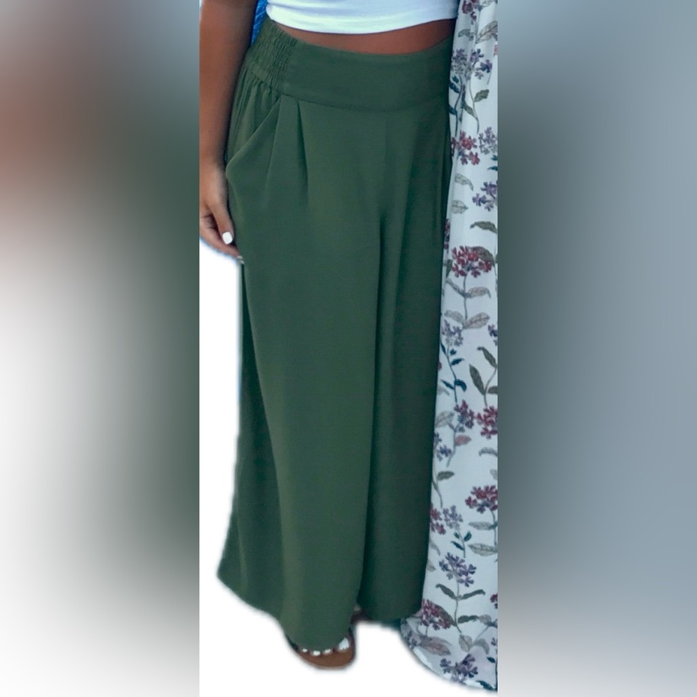 Green Wide Leg Pants